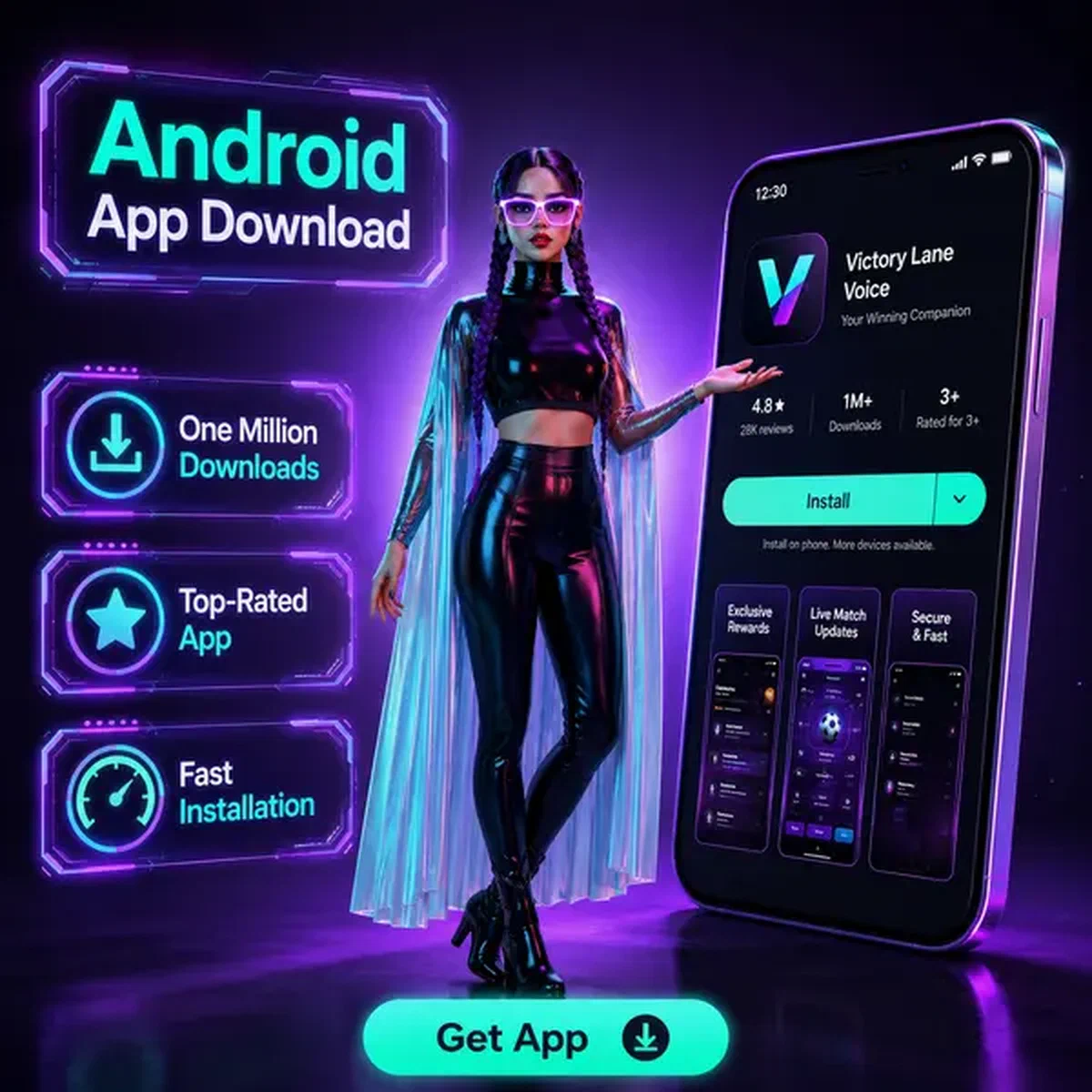 Giocatore che scarica l'app Android Needforslots con guida sicura che indica lo schermo