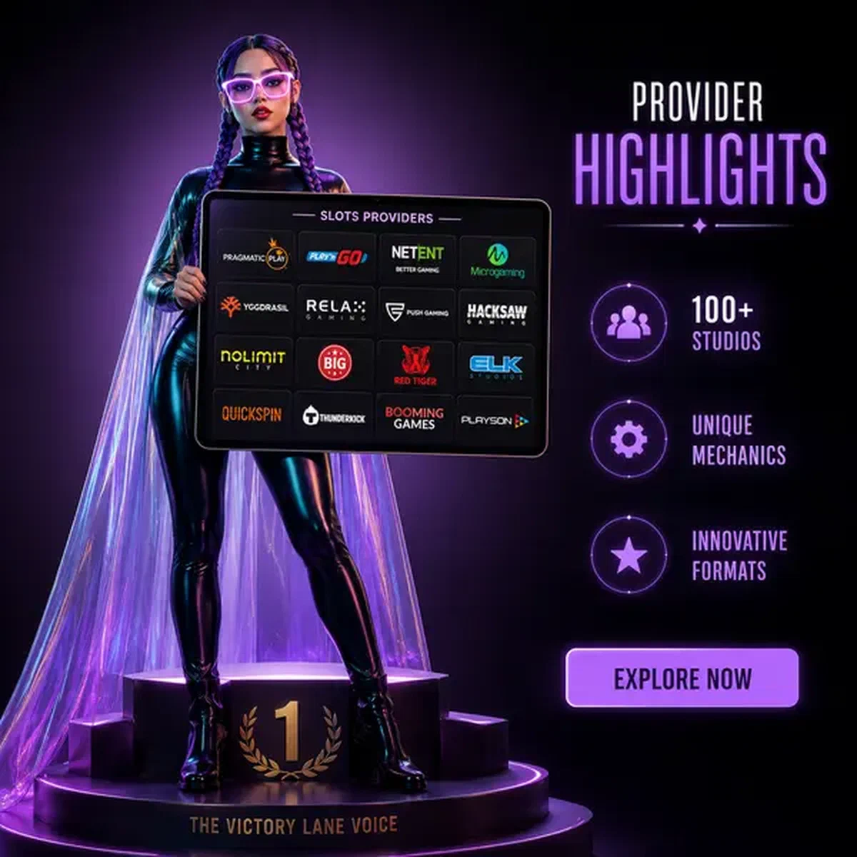 Donna sicura che presenta oltre 100 provider di slot nella directory di gioco Needforslots Slot Gratis