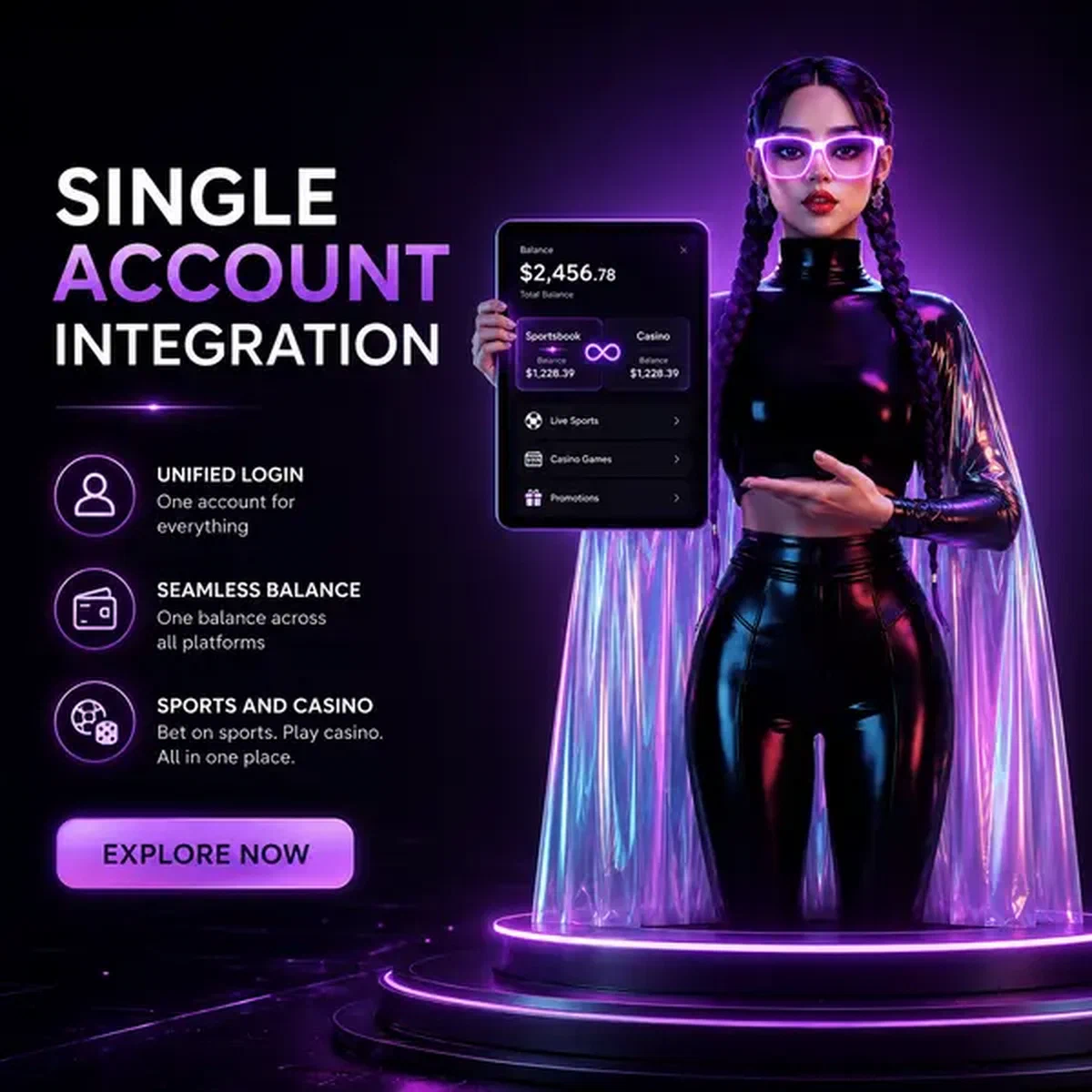 Il giocatore presenta l'interfaccia di login unificata al Single Account Architecture Casino sportsbook