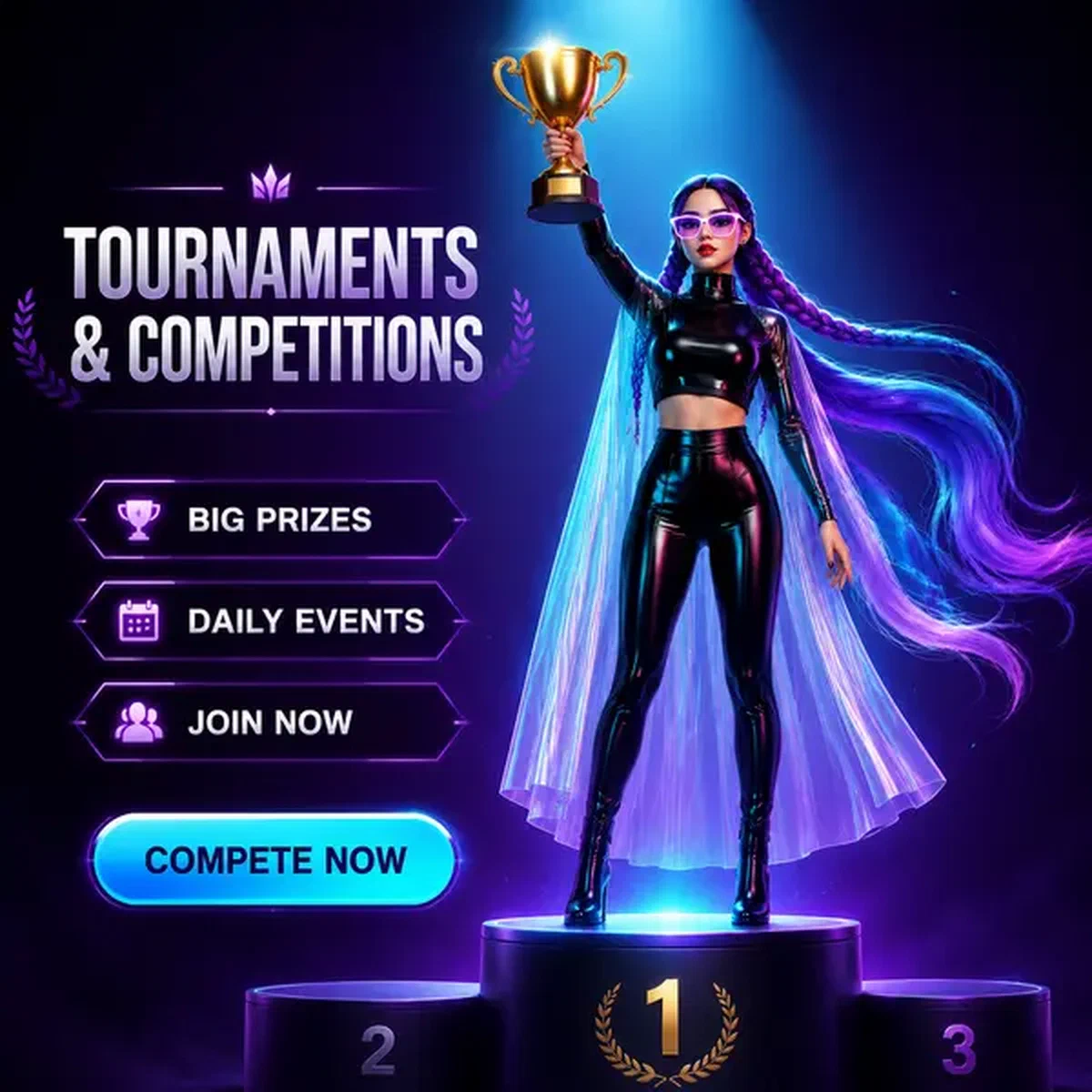 Celebrazione della vittoria ai tornei Needforslots con trofeo dorato e spirito competitivo